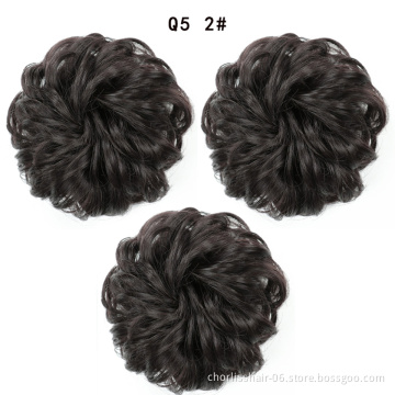 Wolesale Hot Selling Curly Scrunchie Chignon Hair Bun For Women And Girls Synthetic Hair Ring Wrap On Messy Hair Chignon Bun